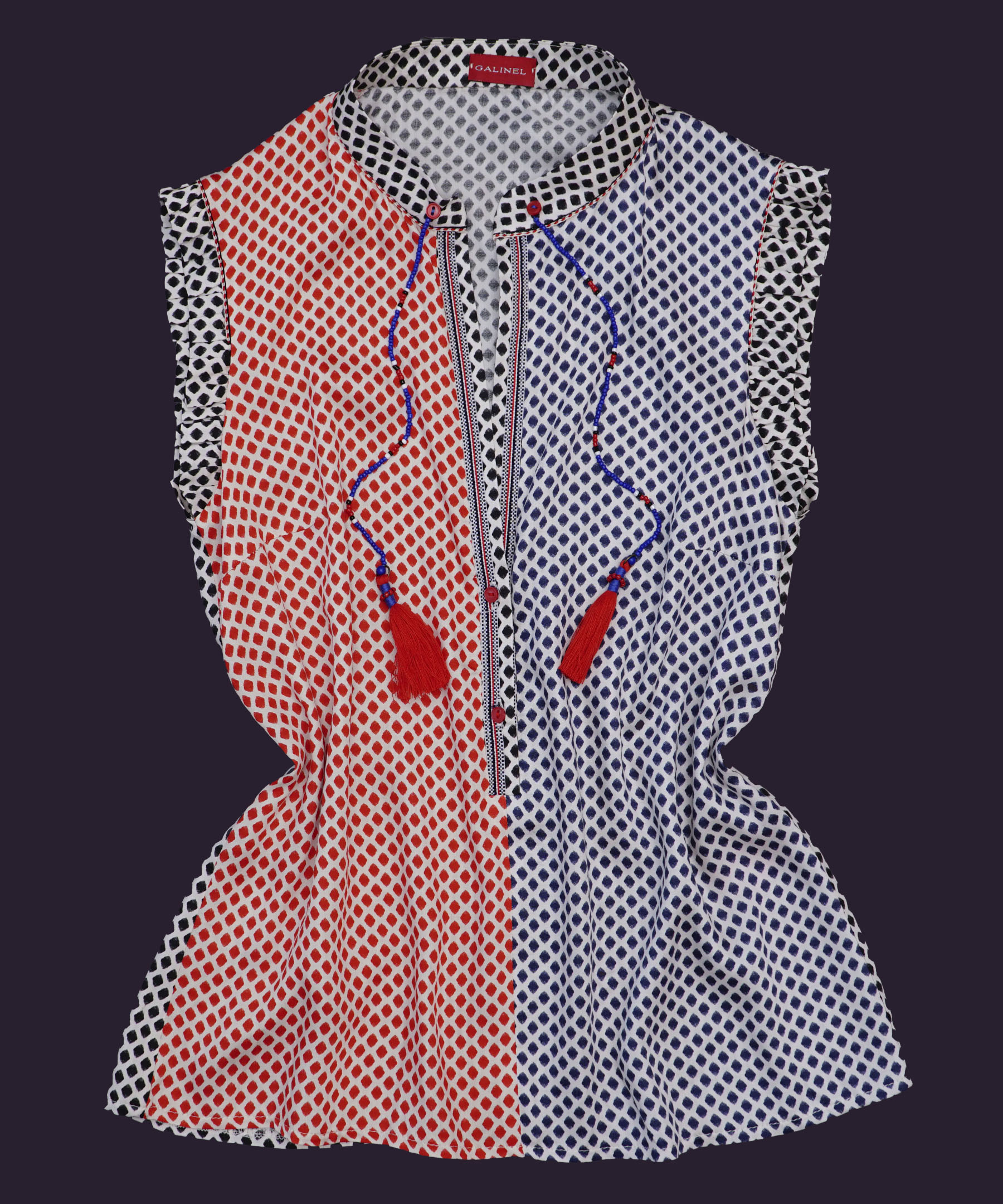 DESIGNER TUNIC Red Blue MARINE
